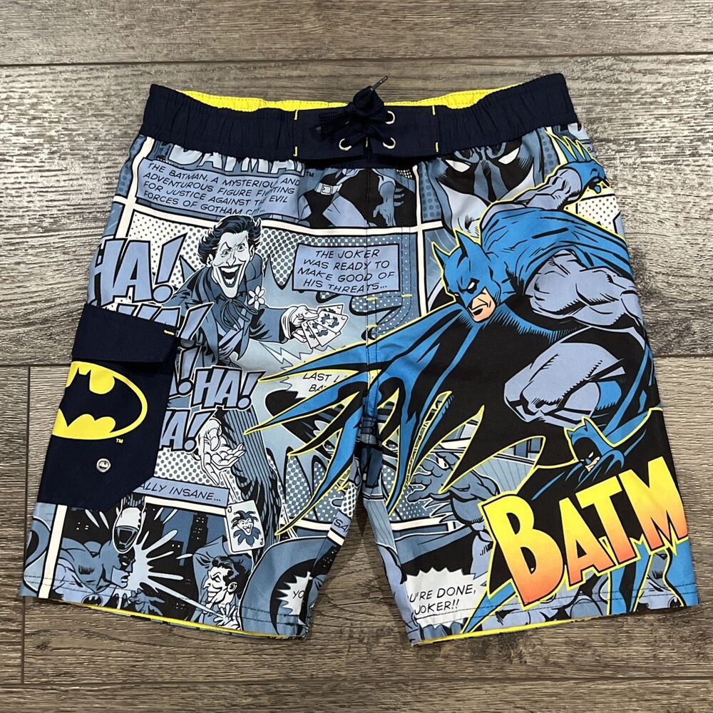Vintage Y2K 2008 DC Comics Batman Board Shorts Surf Swim Trunks - Kids XS 4/5